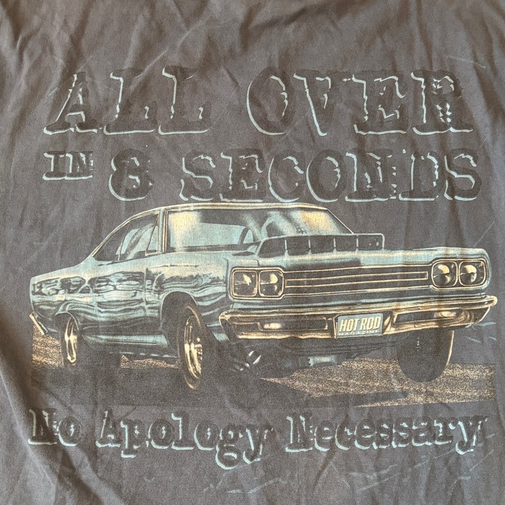 Blue Hot Rod Magazine Men's T-Shirt With Graphic Design Logo and Car - Picture 4 of 6